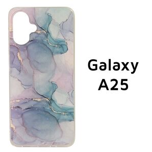Galaxy A25 5G クリア ピンク ブルー マーブル カバー