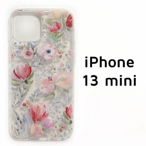 iPhone 13 mini クリア 花柄 カバー