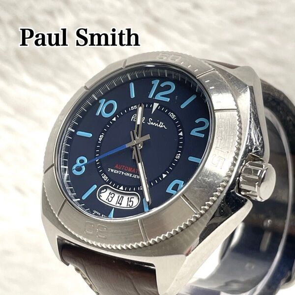 Paul Smith 自動巻き 腕時計 スカイダイバー クローズドアイズ 裏スケ 腕時計 稼働品 ポールスミス 廃盤品