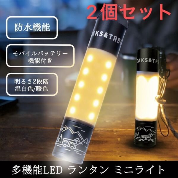 PEAKS&TREES 多機能防水MINI LIGHT モバイルバッテリー機能付き 充電式LEDライト ミニランタン2個セット