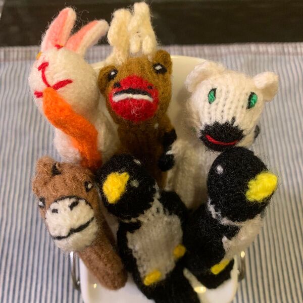 指人形 6個セット ハンドメイド 動物 まとめ売り