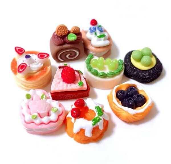 新品 ミニチュアスイーツ 9点セット ③ ケーキ タルト お菓子 デコパーツ 食品サンプル ぷちケーキ フェイク デコ