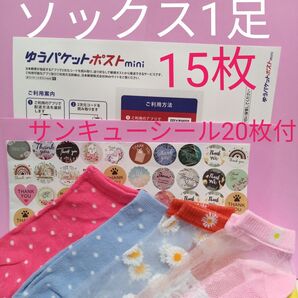 ゆうパケットポストmini専用封筒15枚 サンキューシール20枚 ソックス