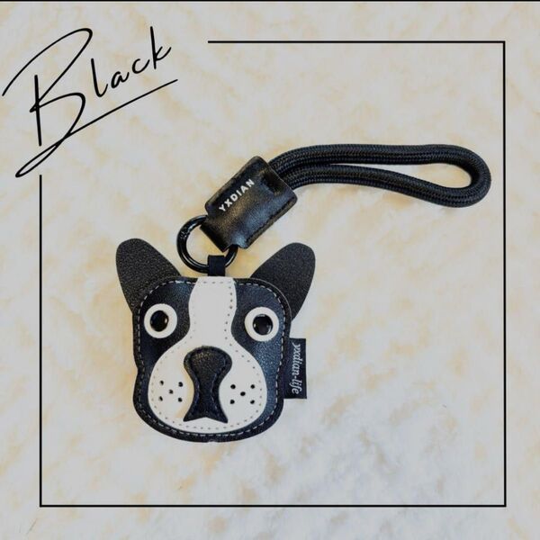 PUレザー フレンチブルドッグ キーホルダー ボストンテリア キーチャーム 犬 バッグチャーム 愛犬 じゃらじゃら チャーム 白黒