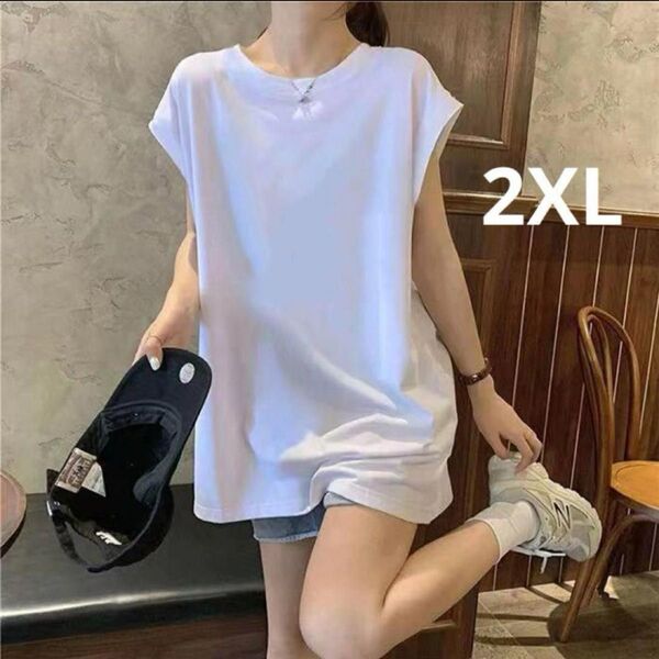 2XL 白T ロングTシャツ 重ね着 ホワイト 体型カバー サラッ 長め丈 カットソー 着やせ tシャツ チュニック マタニティ