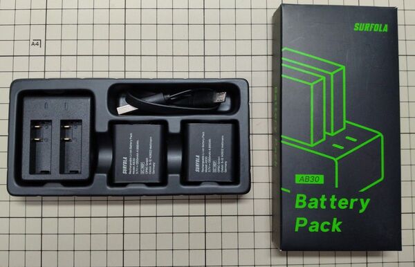 Surfola アクションカメラ 充電器 1350mh バッテリー AB30