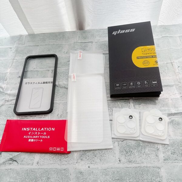 じ iPhone15ProMax ガラスフィルム カメラ保護 2枚 ガイド枠