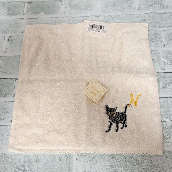 じ タオルハンカチ 今治タオル 猫 イニシャル N プチギフト