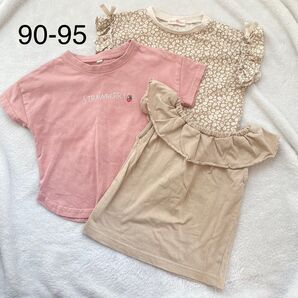 Tシャツ 半袖Tシャツ 女の子 半袖 まとめ売り 花柄 いちご ノースリーブ フリル ブラウス 90 95