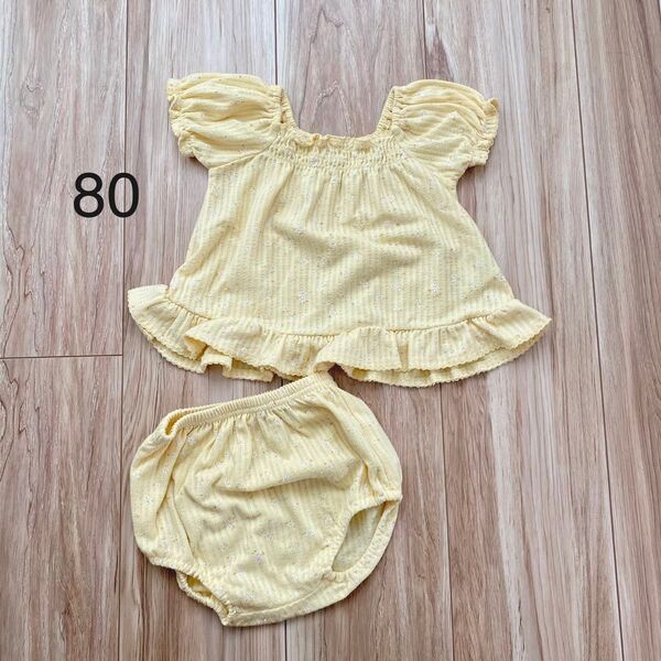 セットアップ 上下セット 女の子 チュニック 半袖 Tシャツ ブラウス オムツカバー ブルマ オーバーパンツ 80