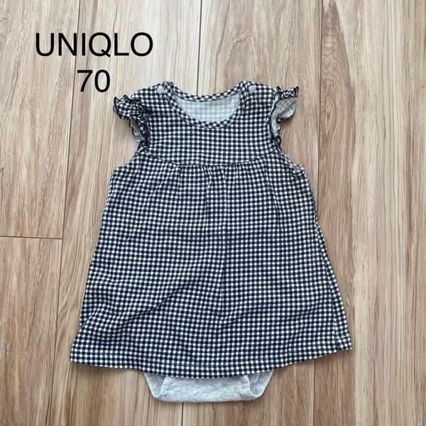 UNIQLO ユニクロ ロンパース ワンピース チュニック 女の子 ギンガムチェック ノースリーブ 70