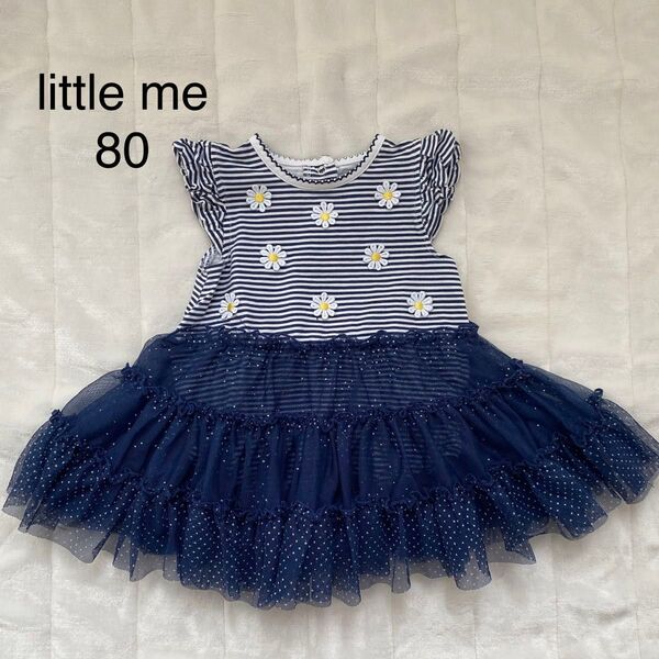 リトルミー little me ボーダー チュール ワンピース 子供服 女の子 ロンパース ドレス 80