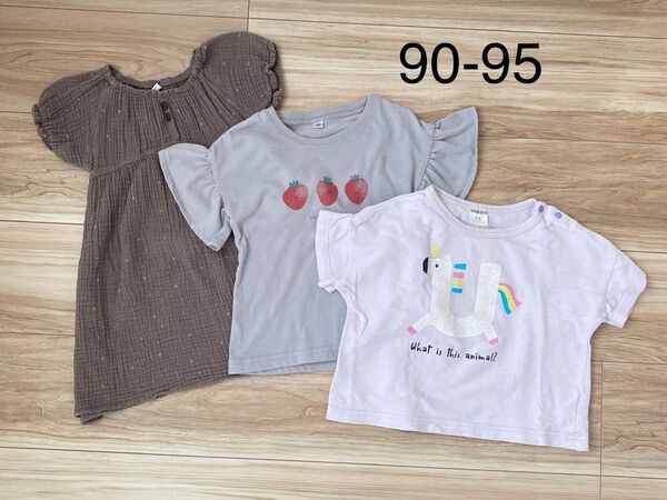 女の子 ワンピース チュニック Tシャツ 半袖 半袖Tシャツ トップス 90 95