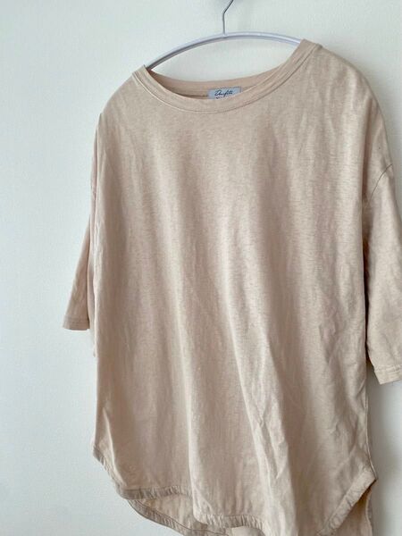 オーバーサイズ Tシャツ 半袖 コットン カットソー 無地 ベージュ M