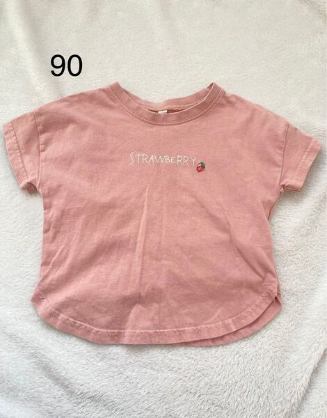 Tシャツ 半袖Tシャツ 半袖 コットン カットソー いちご ピンク 90 女の子