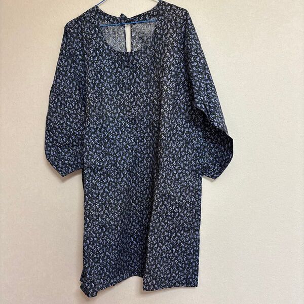 手作り小花柄 かっぽう着(新品)