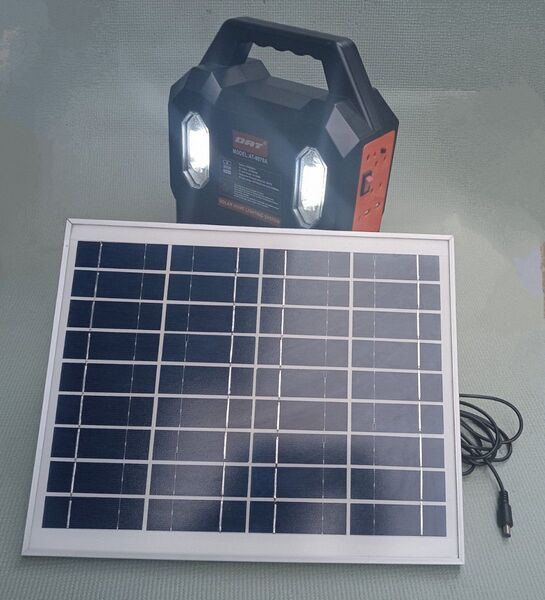 完動品 太陽光発電システム ポータブル電源 鉛蓄電池 ホームバッテリー ソーラーシステム 防災 ホワイトLEDライト SOS赤色灯