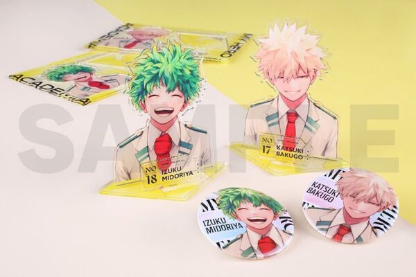 僕のヒーローアカデミア ヒロアカ ジャンプGIGA 缶バッジ アクリルスタンド 爆豪勝己 緑谷出久 4点セット