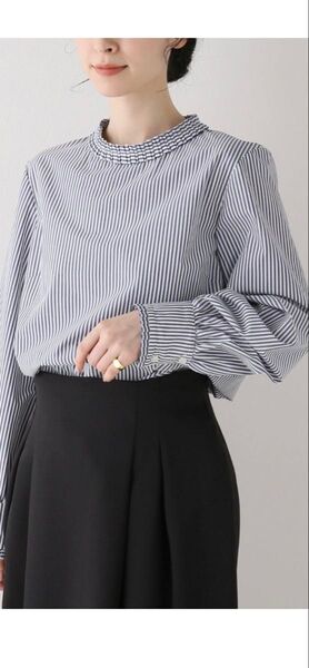 美品 完売 洗える ベイクルーズ ラ トータリテ ブルー ホワイト シャツ ブラウス イエナ ストライプ 定価14,300