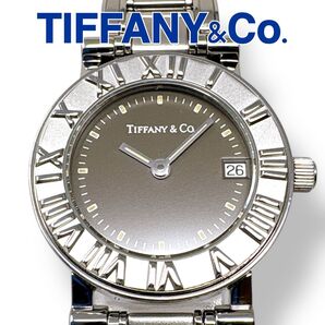 ティファニー TIFFANY&Co. アトラス ラウンド ブラック文字盤 黒 シルバー クォーツ QZ デイト レディース 時計