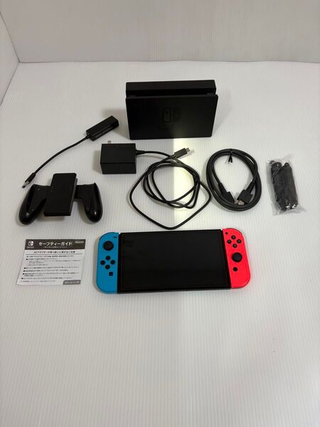 Nintendo Switch 有機EL ネオンレッド ネオンブルー ニンテンドースイッチ ガラスフィルム装着済み