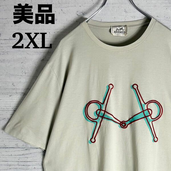 美品 希少サイズ エルメス ホースビット Tシャツ ビックロゴ刺繍 2XL HERMES