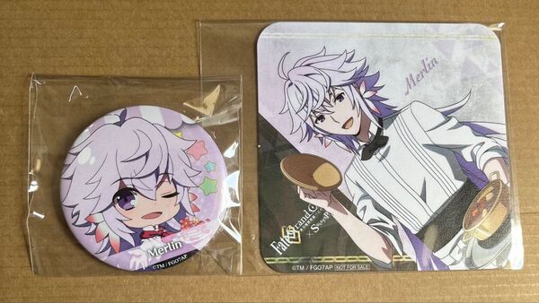 FGO Fate バビロニア スイパラコラボ マーリン 缶バッジ コースター