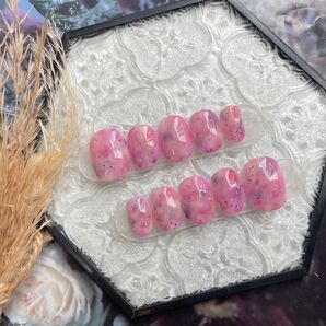 即日発送!ネイルチップ ニュアンスネイル インクネイル ピンクパープル系