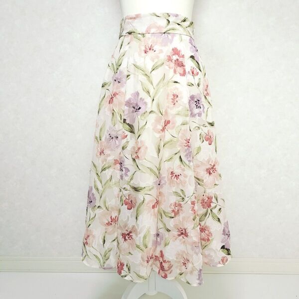【極美品】JILL by JILLSTUART フローラルフレアスカート S 総柄 ジャガード風