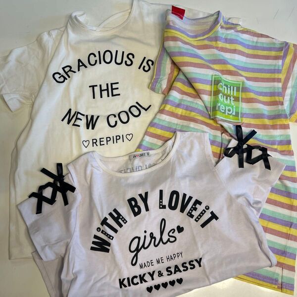 Tシャツ 3枚セット レピピ(M150〜160) + バイラビット(160) 半袖Tシャツ