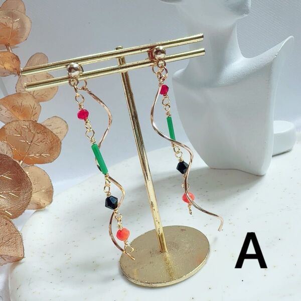 ハンドメイド アクセサリー ピアス サージカルステンレス チェーンピアス #170