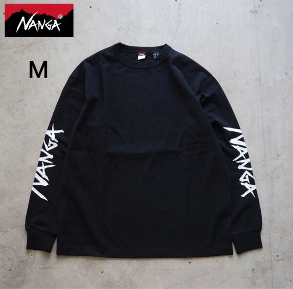 NANGA ECOHYBRID SLV LOGO L/S TEE BLK-M