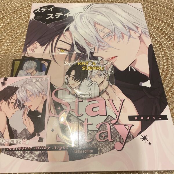 【新品未開封】ステイステイ 高崎ぼすこ 新刊セット クリアカード 缶バッジ ノベルティカード 同人誌 BL