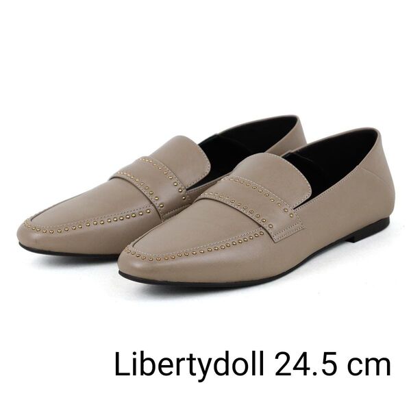 libertydoll * LL 24.5 ローファー パンプス シューズ スタッズ グレージュ ミュール フォーマル ベージュ