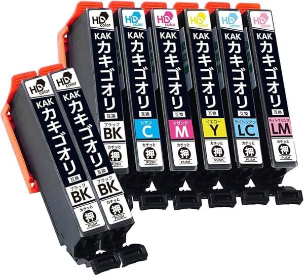 インクのチップス エプソン用 KAK-6CL カキゴオリ互換インク 6色セット+ブラック2本 KAK-BK
