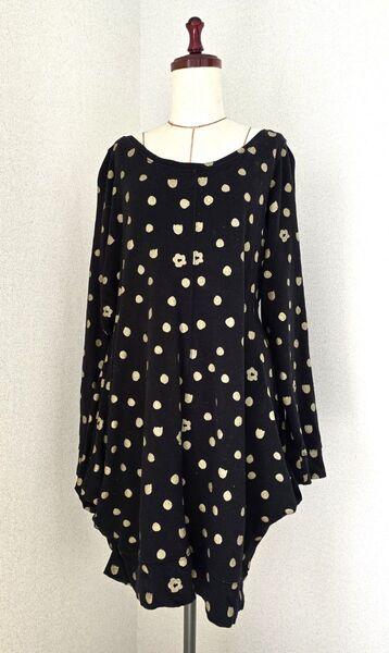 TSUMORI CHISATO ツモリチサト 金の水玉ワンピース 猫 ブラック