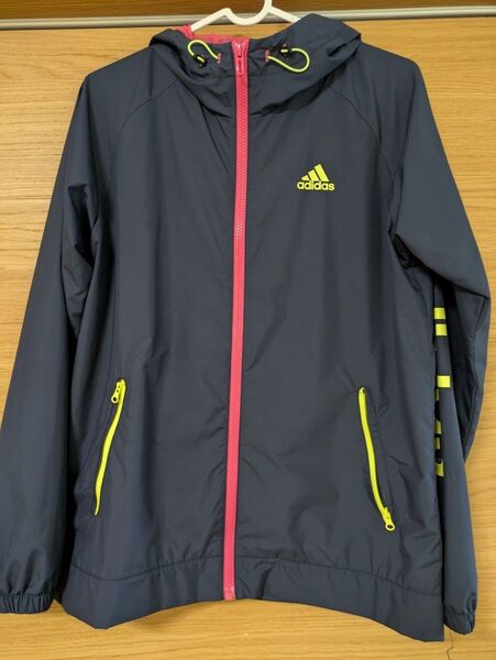 アディダス ナイロンジャケット L ADIDAS 紺 ウインドブレーカー