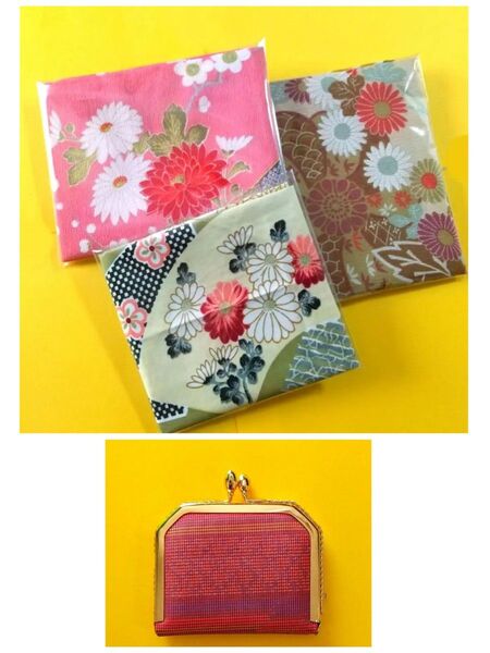 多彩な花柄の風呂敷セット3枚 和財布まとめ売り新品未使用 最終価格