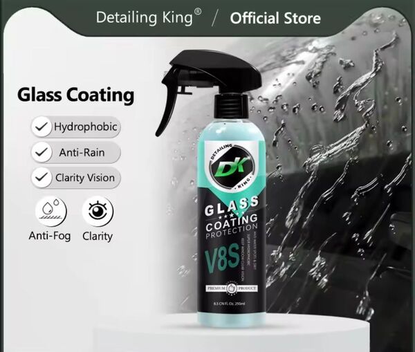 DetailingKing V8S 車ガラス防雨コーティング長期持続撥水コーティング疎水性汚れ防止車ガラスコーティング剤