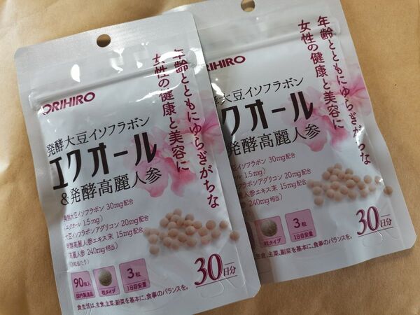 オリヒロ エクオール 発酵大豆イソフラボンエクオール 発酵高麗人参 30日分× 2袋セット