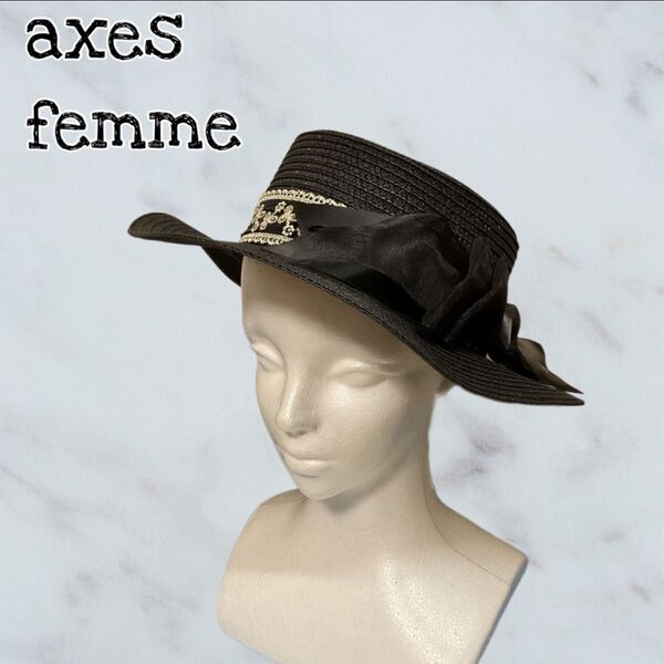 新品 axes femme リボン巻きカンカン帽