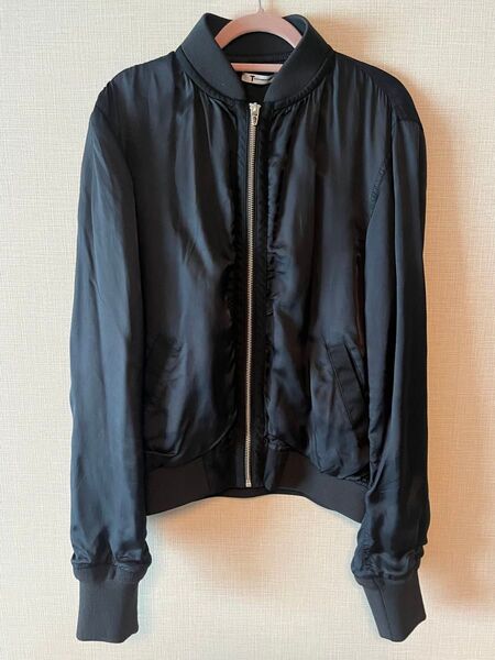AlexanderWang アレキサンダーワン ブルゾン サテン ジャンパー ジップジャケット 黒