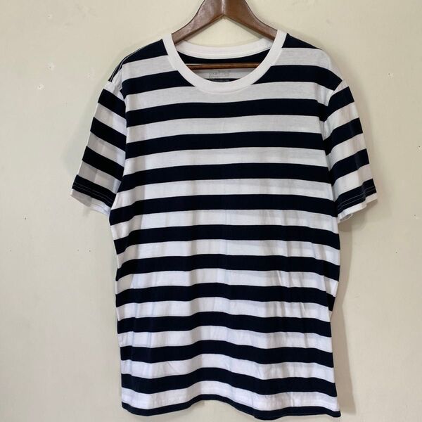 無印良品 メンズ 太めボーダーTシャツ 半袖 Lサイズ