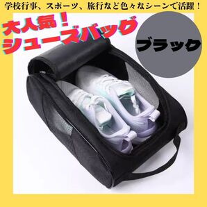 160 シューズバッグ 靴収納ケース メッシュ通気性◎ 持ち運び便利 スポーツ用 メッシュ スポーツ 靴入れ 軽量 黒