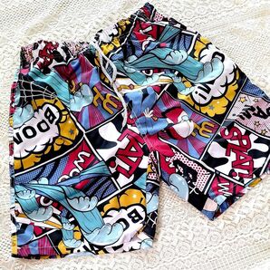 メンズ 水陸両用 ハーフパンツ XL 水着 コミック柄 海パン おしゃれ カラフル 短パン ポケット付き ズボン 夏 キャンプ