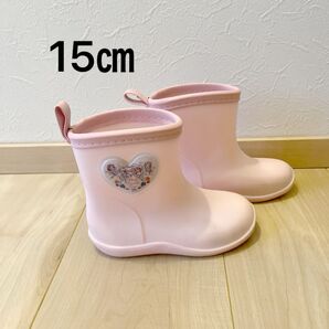 レインブーツ 長靴 キッズ 子供用 雨靴 キッズレインブーツ ピンク プリンセス 中古品 15㎝
