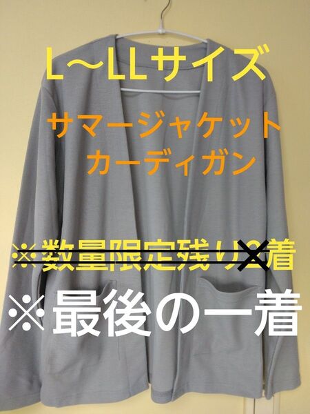 【新品未使用】L~LLサイズ ジャケットカーディガン 春夏 羽織るタイプ UV対策 冷房対策 職場 お出かけ 通気性 シャリッと感