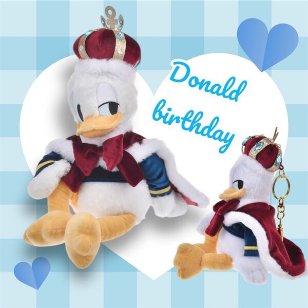 ディズニーストア DONALD THE KING BIRTHDAY ドナルドダック ぬいぐるみ&ぬいぐるみキーホルダー