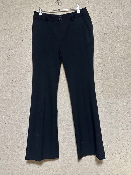 ■レディース 秋冬パンツ セミフレアパンツ 黒パンツ K841