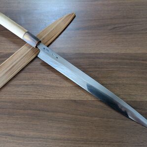 正本 本焼 柳刃包丁 水牛栗型柄 鞘付